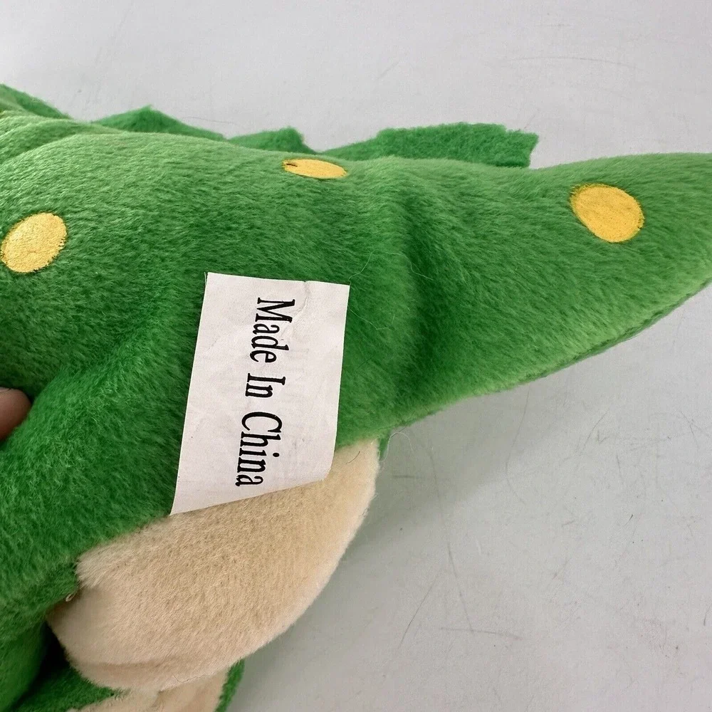 Fidelis Care Green Dinosaur Plush Stuffed Toy With Yellow Horn & Polka Dots 9